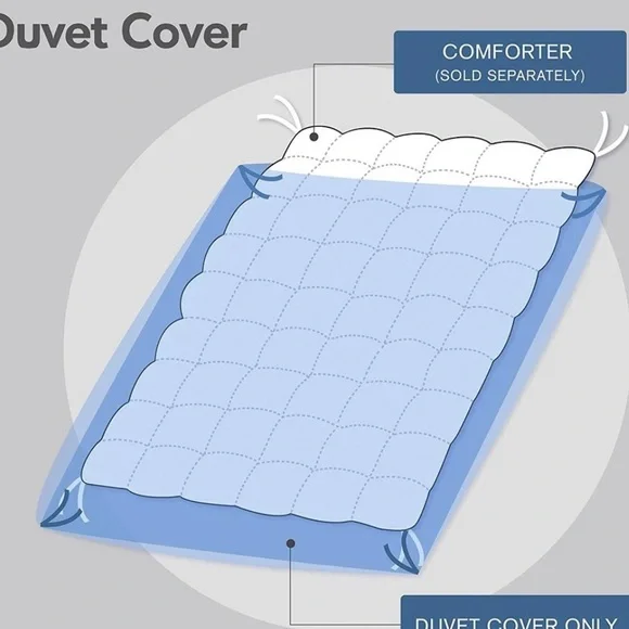 N Natori Hanae Cotton Blend Yarn Dyed Duvet Cover Set White - Full - Queen - Picture 4 of 6